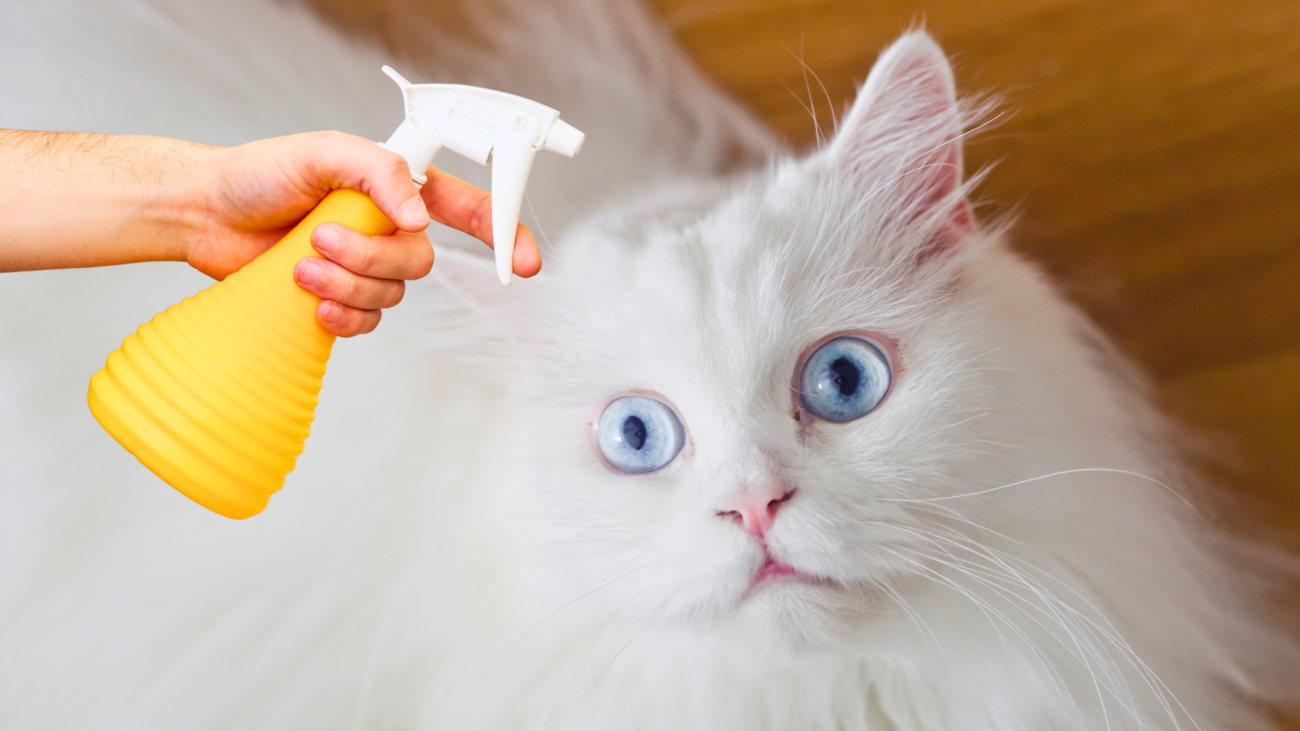 uso del atomizador en gatos durante la comida